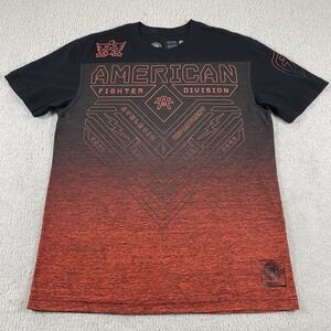 American Fighter‎ Tshirt Mens Medium Black Red Grunge Graphic Short Sleeve